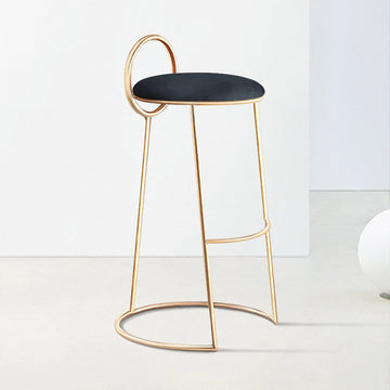 Black Modern Velvet Kitchen Counter Height Bar Stool with Gold Legs